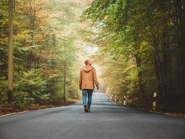 man walking in nature