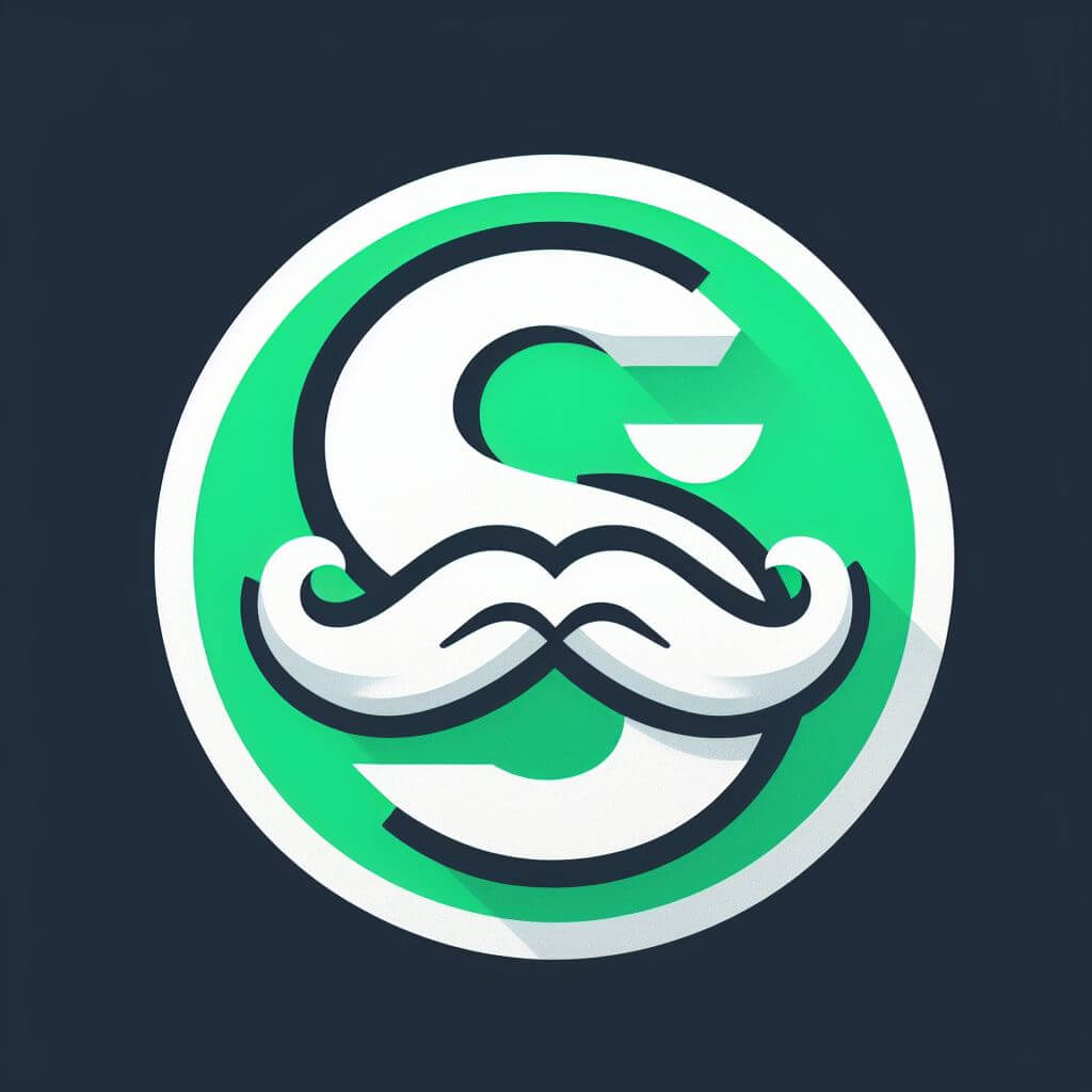 A green logo with an S and a moustache